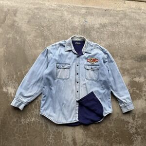 Vintage Rivers End Jacket Mens XL Blue Denim Fleece Ford F Series 90s Trucks